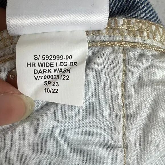 GAP Jeans Women Plus 16 33R High Rise Wide Leg Dark Wash Fade Contemporary - Picture 6 of 10